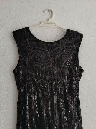Vestido midi lentejuelas negro Talla S