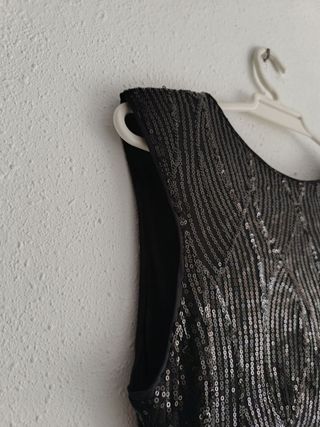 Vestido midi lentejuelas negro Talla S