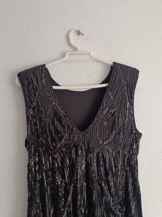 Vestido midi lentejuelas negro Talla S