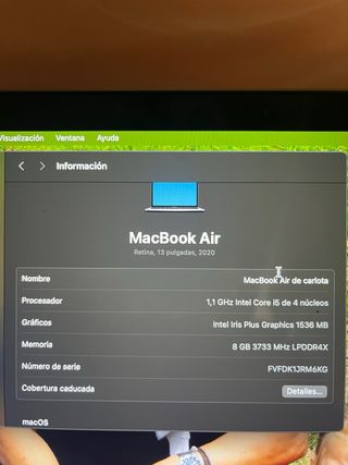 MacBook Air 13 2020 Plata
precio negociable