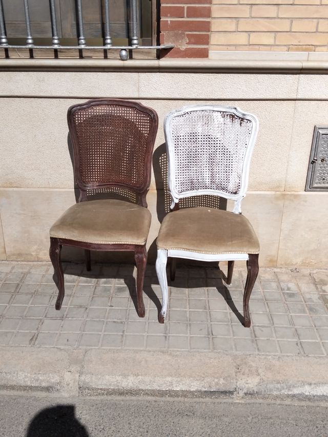 Due sedie in legno rattan stile Luigi XVI