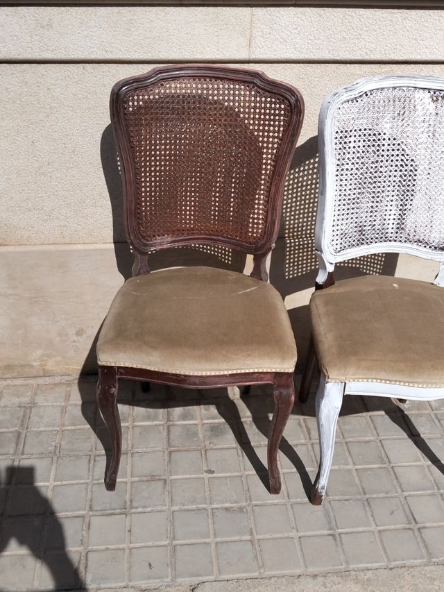 Due sedie in legno rattan stile Luigi XVI