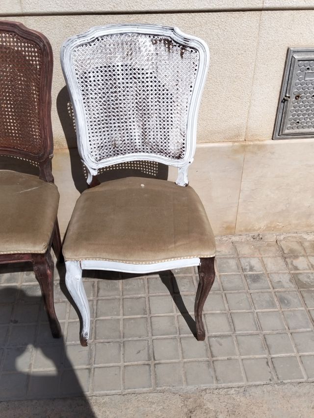 Due sedie in legno rattan stile Luigi XVI