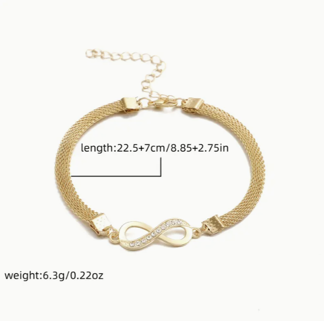 Tobillera con Dije Símbolo Infinito y Circonitas