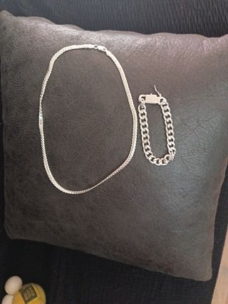 Cadena 45cm y Pulsera 20cm Plata