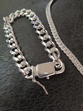 Cadena 45cm y Pulsera 20cm Plata