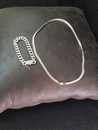 Cadena 45cm y Pulsera 20cm Plata