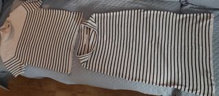 Zara Top Tubo Rayas Beige y Negro