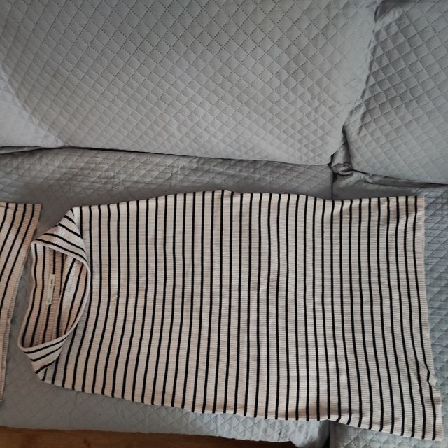 Zara Top Tubo Rayas Beige y Negro