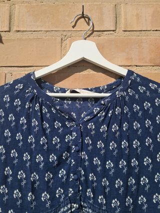 Blusa Zara boho azul estampada