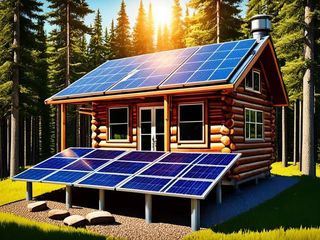 Mini casa con placas solares y depósito