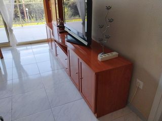 Mueble TV Vitrina Comedor Madera y Cristal