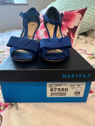 Sandalias Marypaz Tacon Azul Talla 38