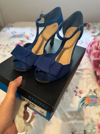 Sandalias Marypaz Tacon Azul Talla 38