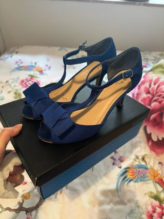Sandalias Marypaz Tacon Azul Talla 38