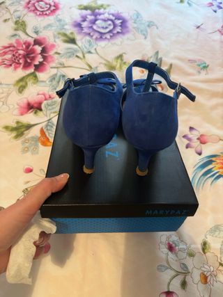 Sandalias Marypaz Tacon Azul Talla 38
