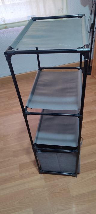 Estantería auxiliar 4 baldas gris y negra