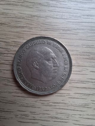 Moneda 25 Pesetas España 1957 Francisco Franco