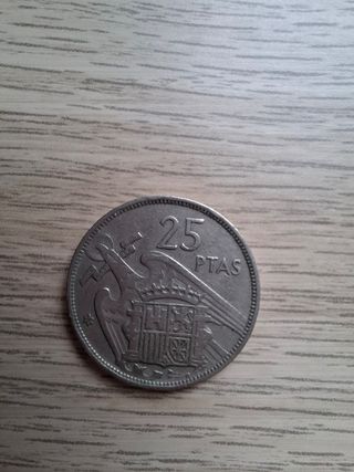 Moneda 25 Pesetas España 1957 Francisco Franco