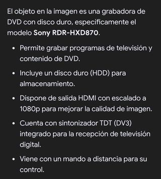 Grabador DVD Sony HDMI DVB-T HX870