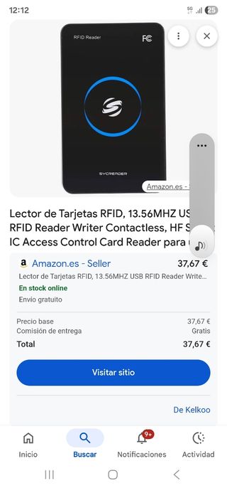 Lector Tarjetas RFID SYCREADER 13.56MHz USB