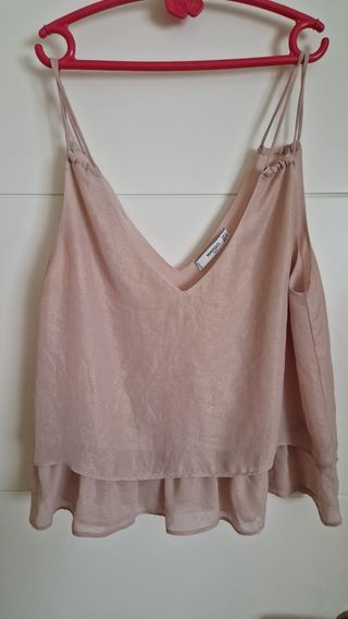 Top Mango Rosa  con  brillito Talla S