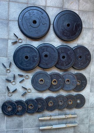 Set Palestra Domyos BM100 + Bilancieri + Pesi