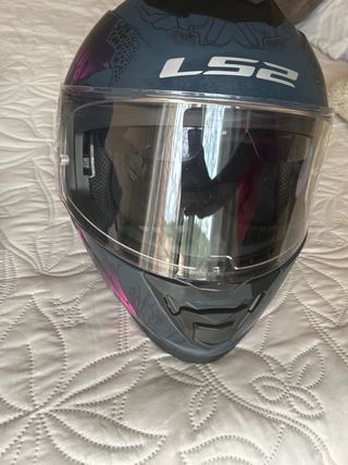 Casco Moto LS2 Negro y Rosa Talla S