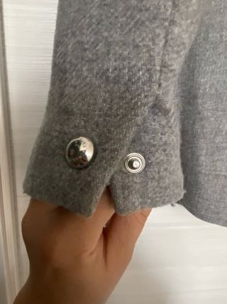 Cappotto lana grigio con cappuccio e pelo