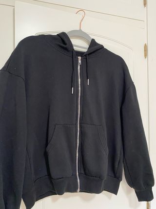 Sudadera negra con cremallera Shein