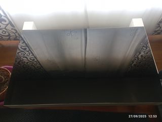 Mesa elevable salón cristal y madera