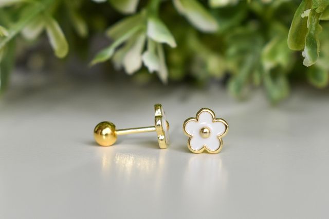 Pendiente Flor 18k