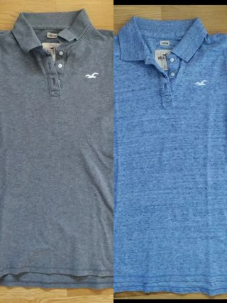 Polos Hollister chica S (gris y azul)