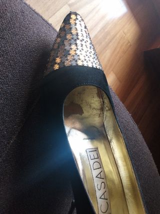 Casadei Scarpe Tacco Nero Oro