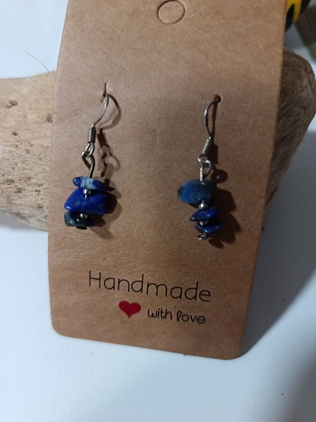 Pendientes Artesanos Piedras Azules y Plata
