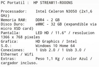 Portátil HP Stream 11.6 Azul