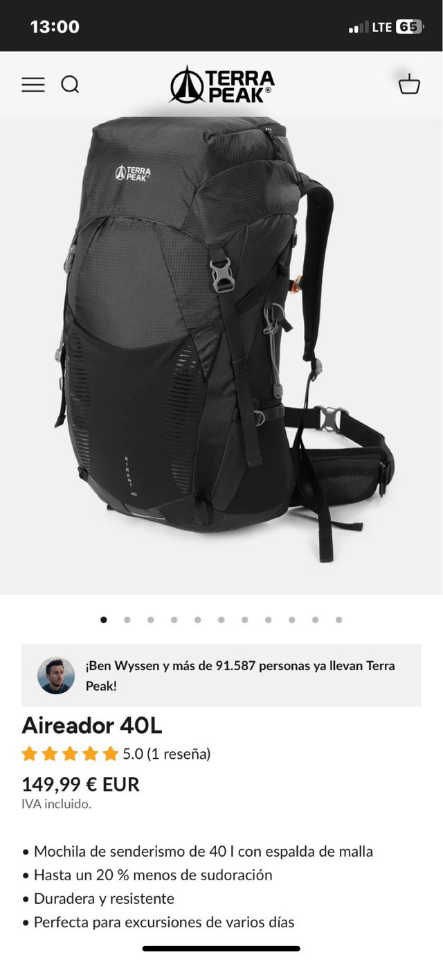 Mochila Terra Peak Airant 40L senderismo