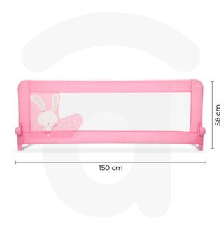 Barrera de cama rosa con dibujo de conejo