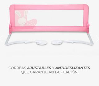 Barrera de cama rosa con dibujo de conejo
