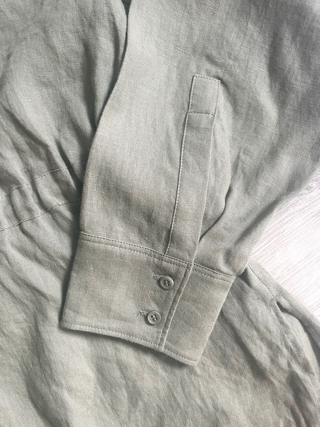 Camisa 100% lino Oysho talla M caqui NUEVA