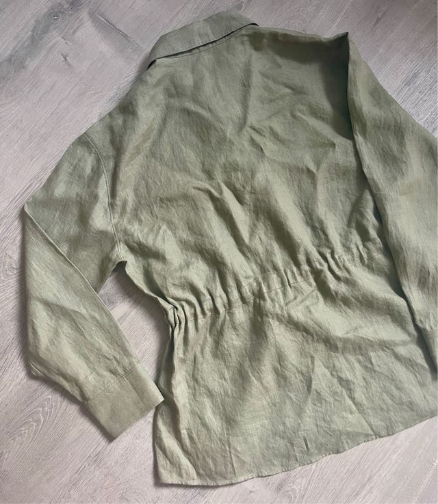 Camisa 100% lino Oysho talla M caqui NUEVA