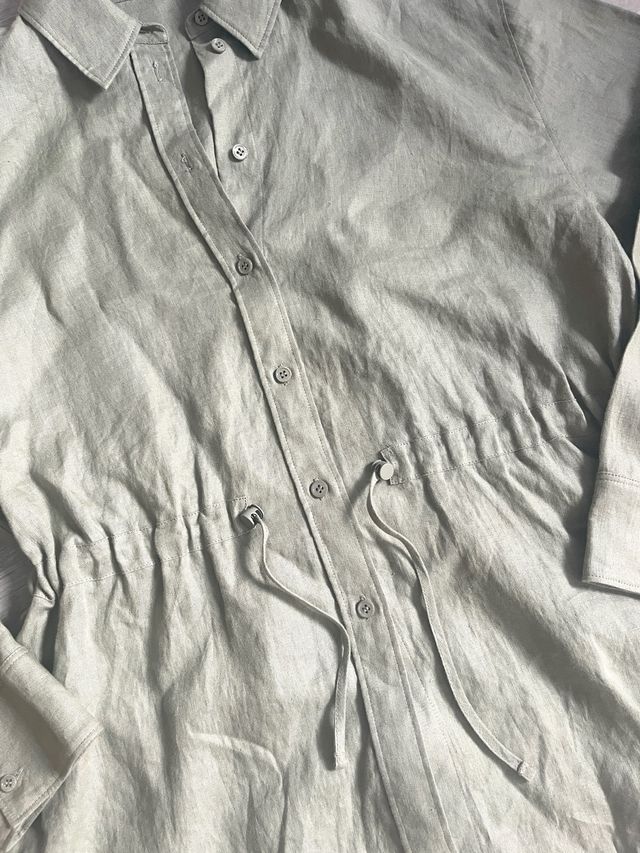 Camisa 100% lino Oysho talla M caqui NUEVA