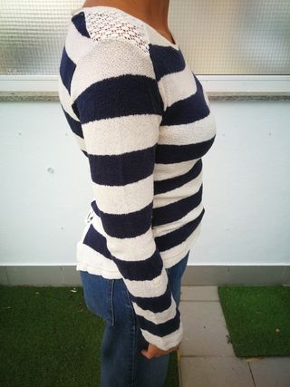 Jersey rayas azul y blanco mujer