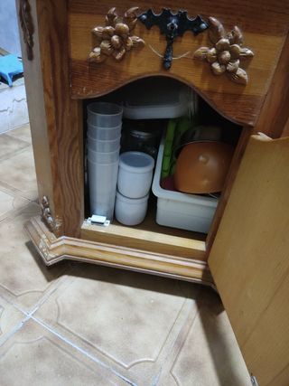 Mesita de noche antigua madera pino