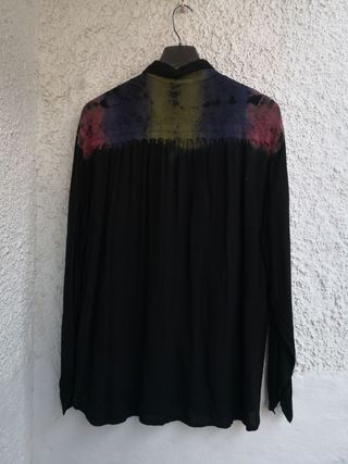 Camisa Negra Manga Larga Bordada