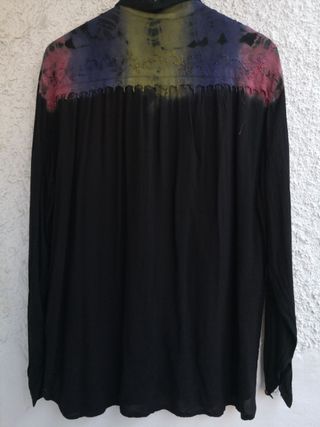 Camisa Negra Manga Larga Bordada