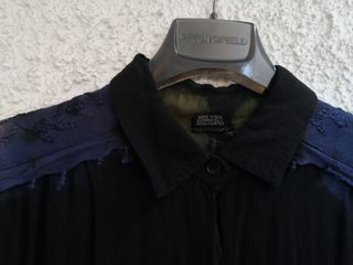 Camisa Negra Manga Larga Bordada