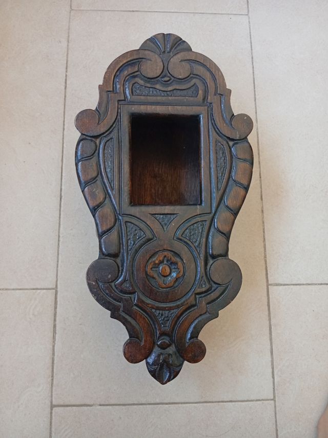 Caja Reloj Pared Madera Tallada Mano