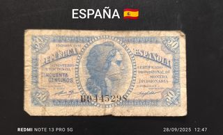 Billete 50 Céntimos República Española 1937