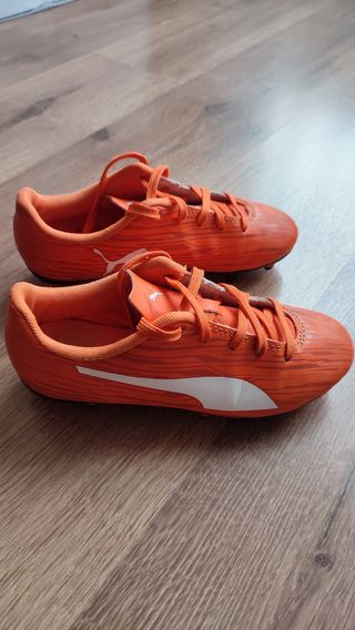 Botas de fútbol niño naranja Puma